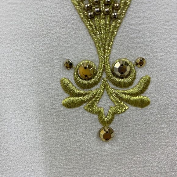 Lilly Pulitzer 0 Resort White Dallas Tunic Top Gold Embroidery Bead - Picture 6 of 12